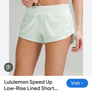 Lululemon low rise speed up, 2.5 inch, mint moment